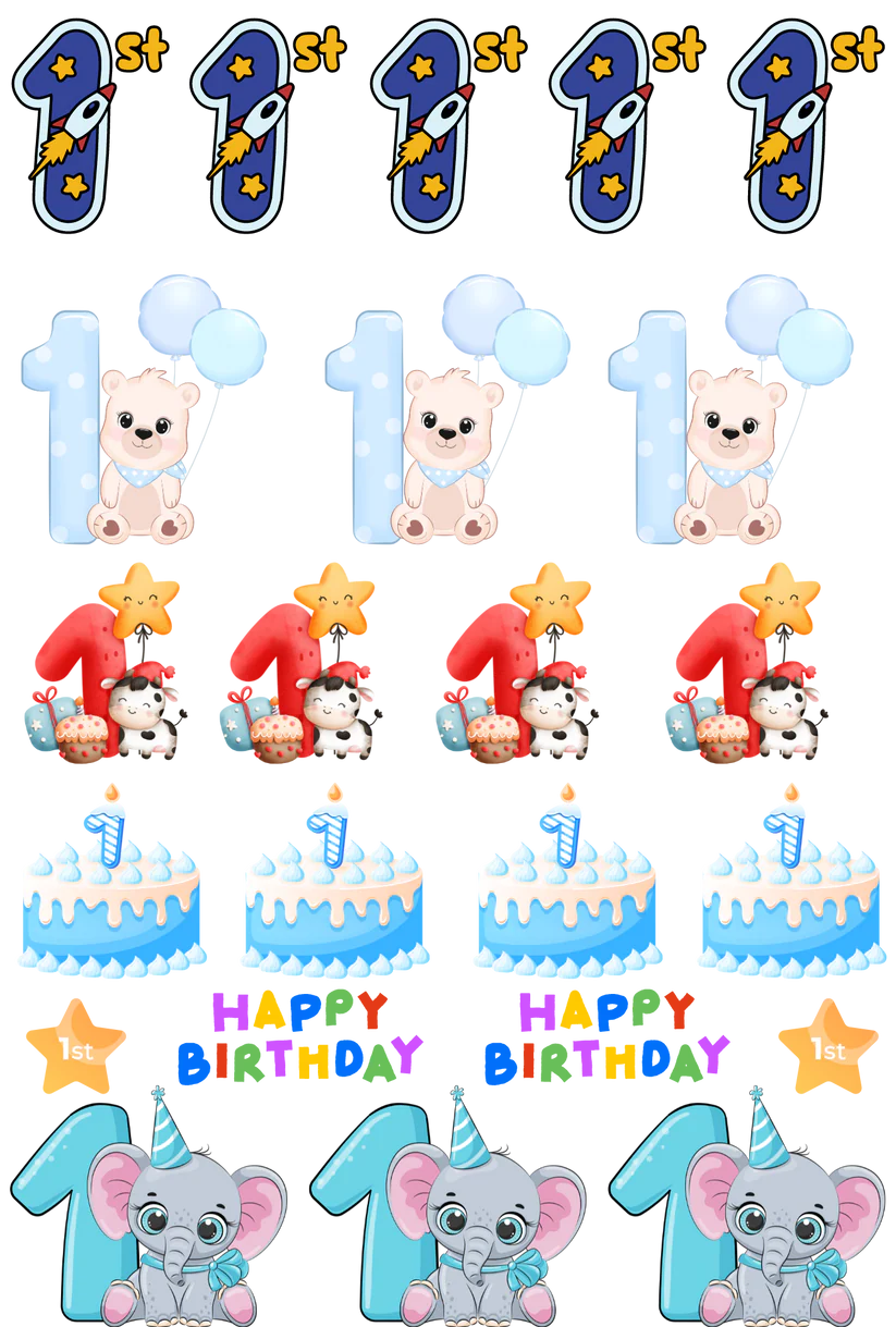 1st Birthday BOY - 13.5*20cm UV DTF Sheet
