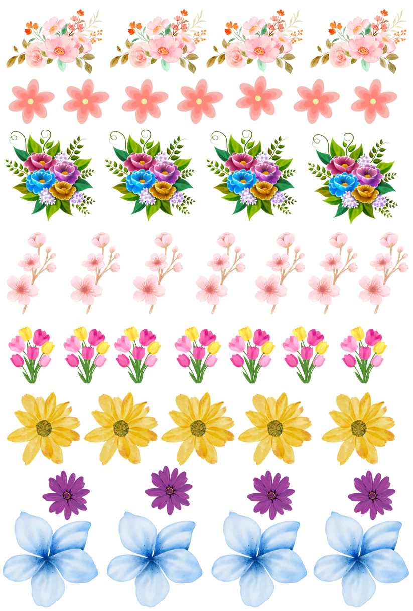 Flowers - 13.5*20cm UV DTF Sheet