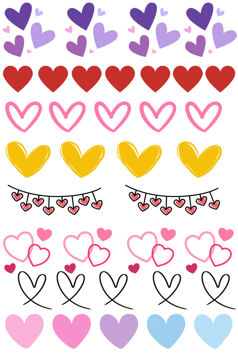 Hearts - 13.5*20cm UV DTF Sheet