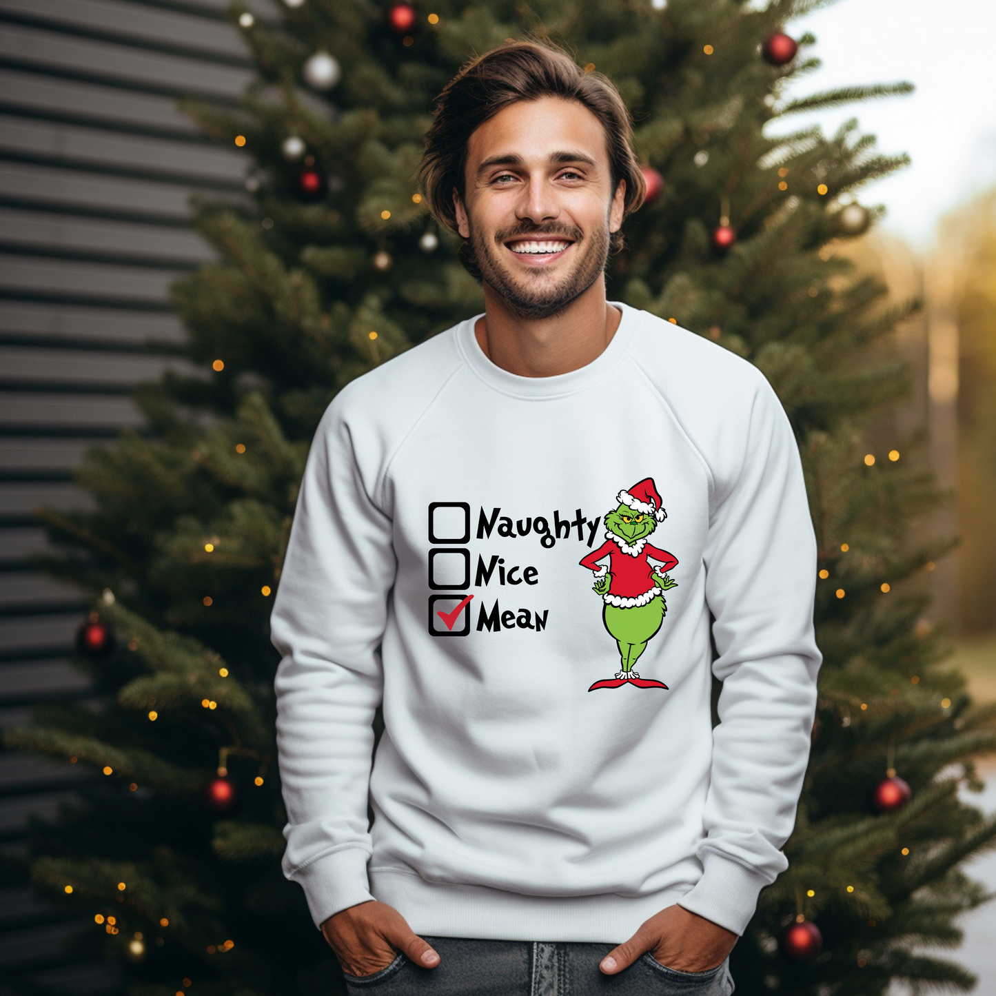 Naughty Nice Mean (Grinch) DTF Transfer