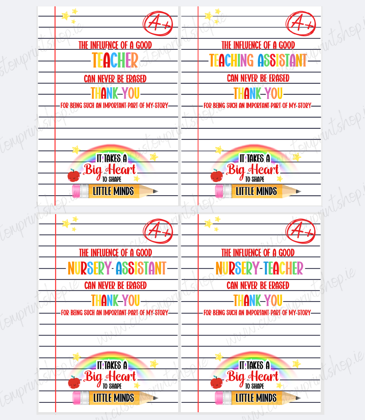 DIGITAL FILE - Teacher Eraser Thank You Backing Cards