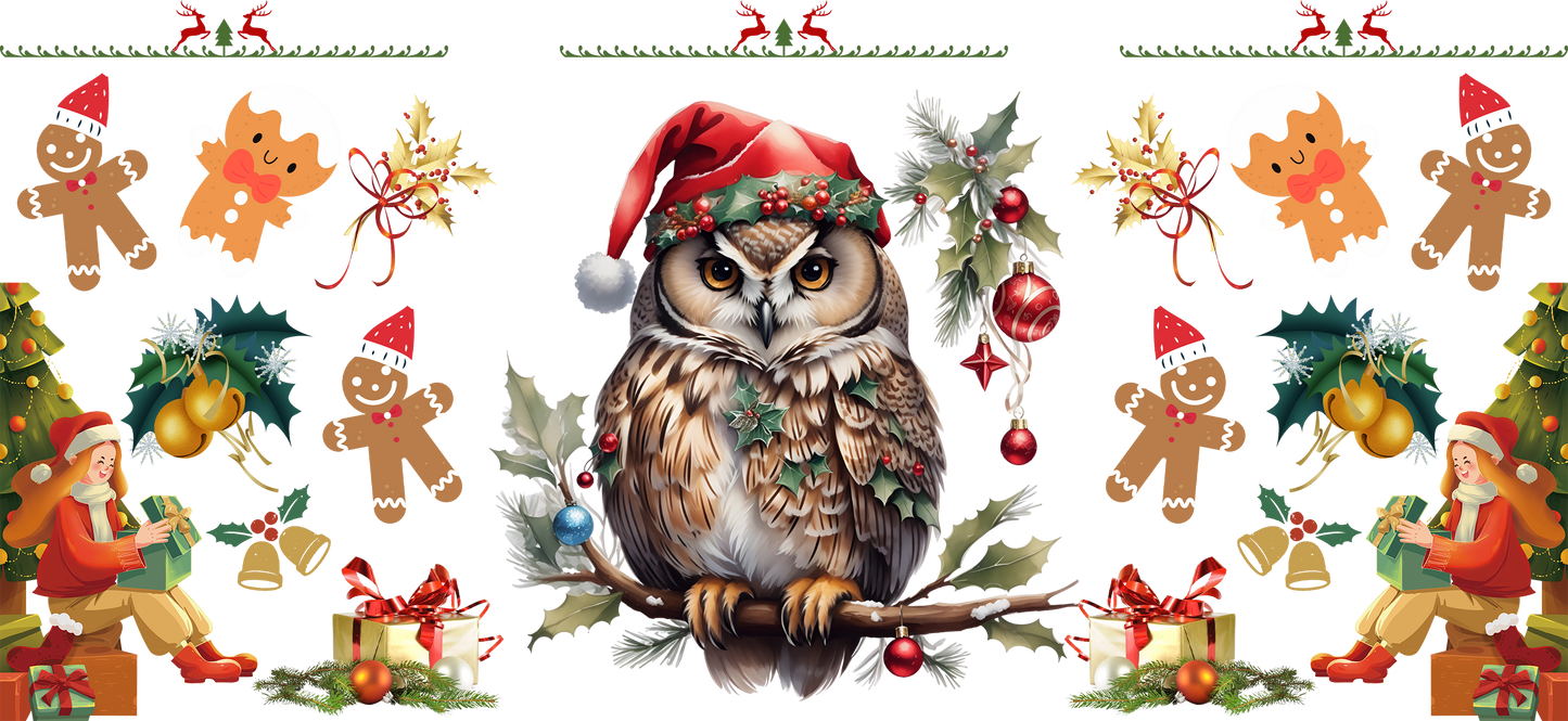 Christmas Owl - 16oz UVDTF Transfer