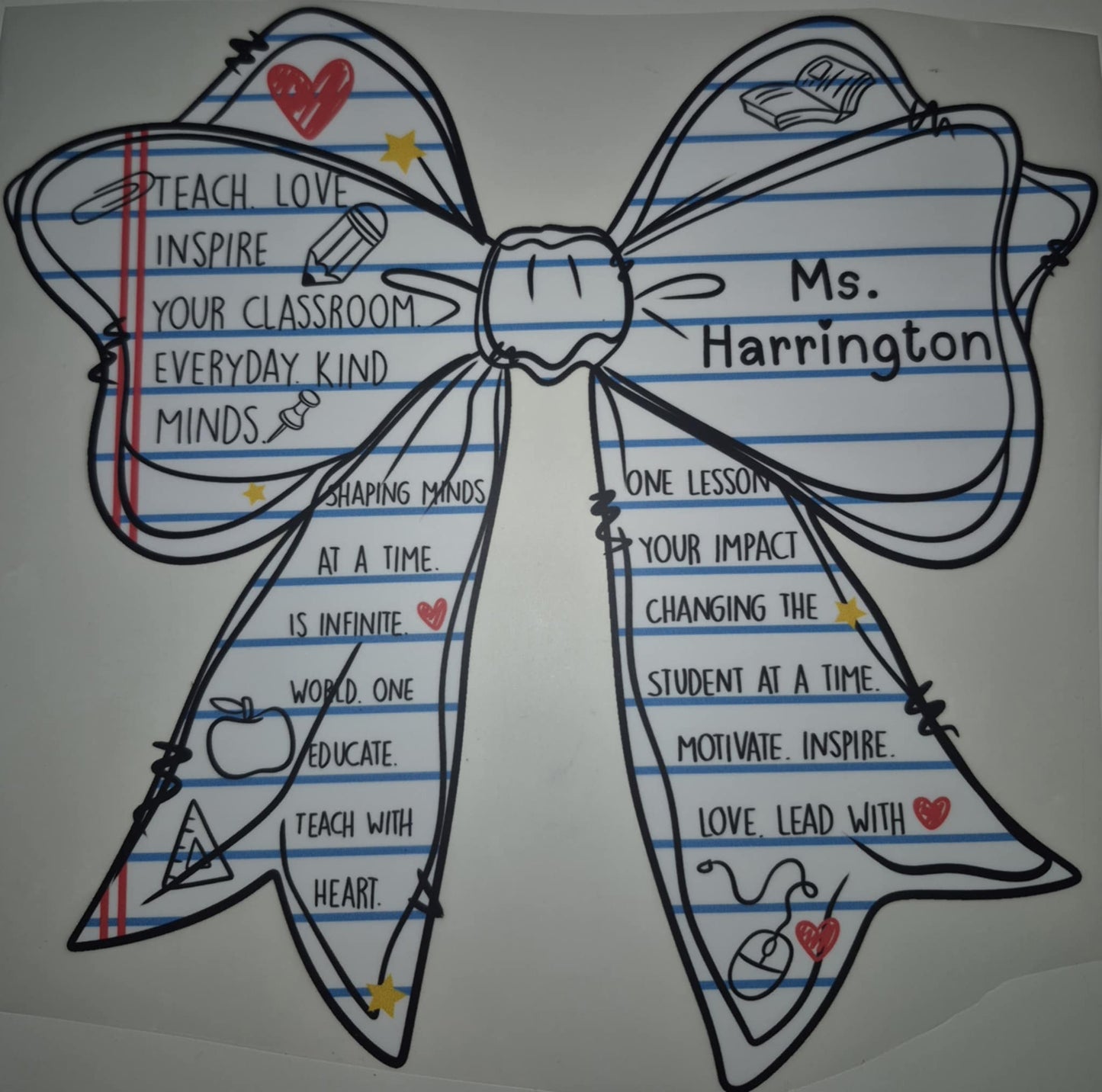 Personalised Teacher Bow DTF Transfer