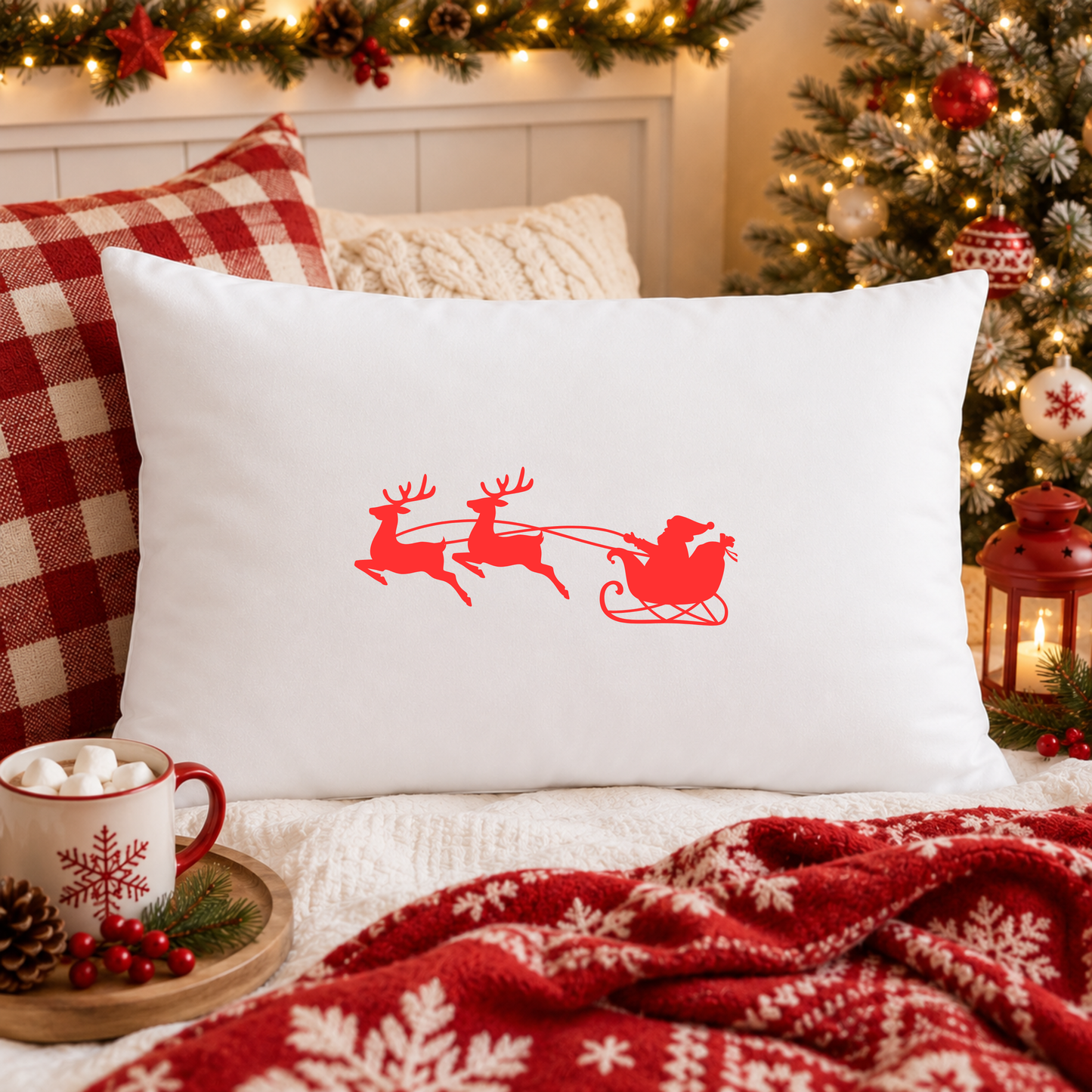 Red Santa Sleigh DTF Transfer