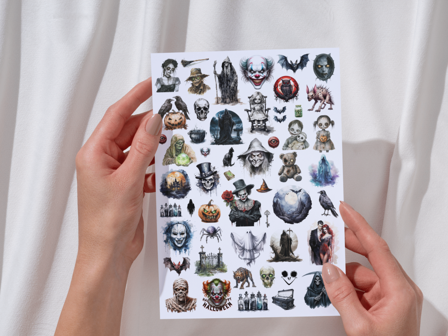 A4 UV DTF Sheet - Creepy Halloween Images