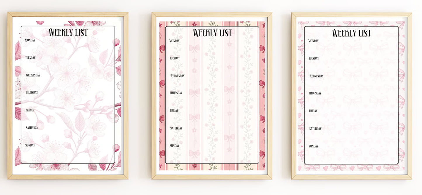 DIGITAL FILE - Weekly Lists Prints