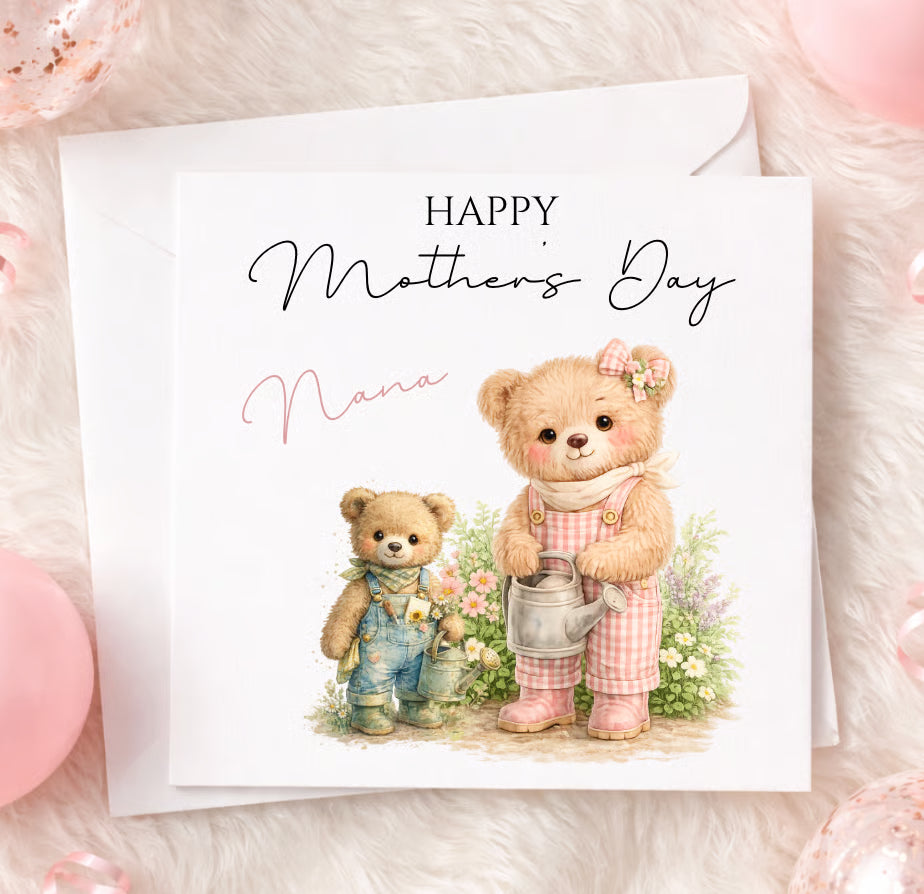 DIGITAL FILE - Mothers Day Gardening Bear Cards