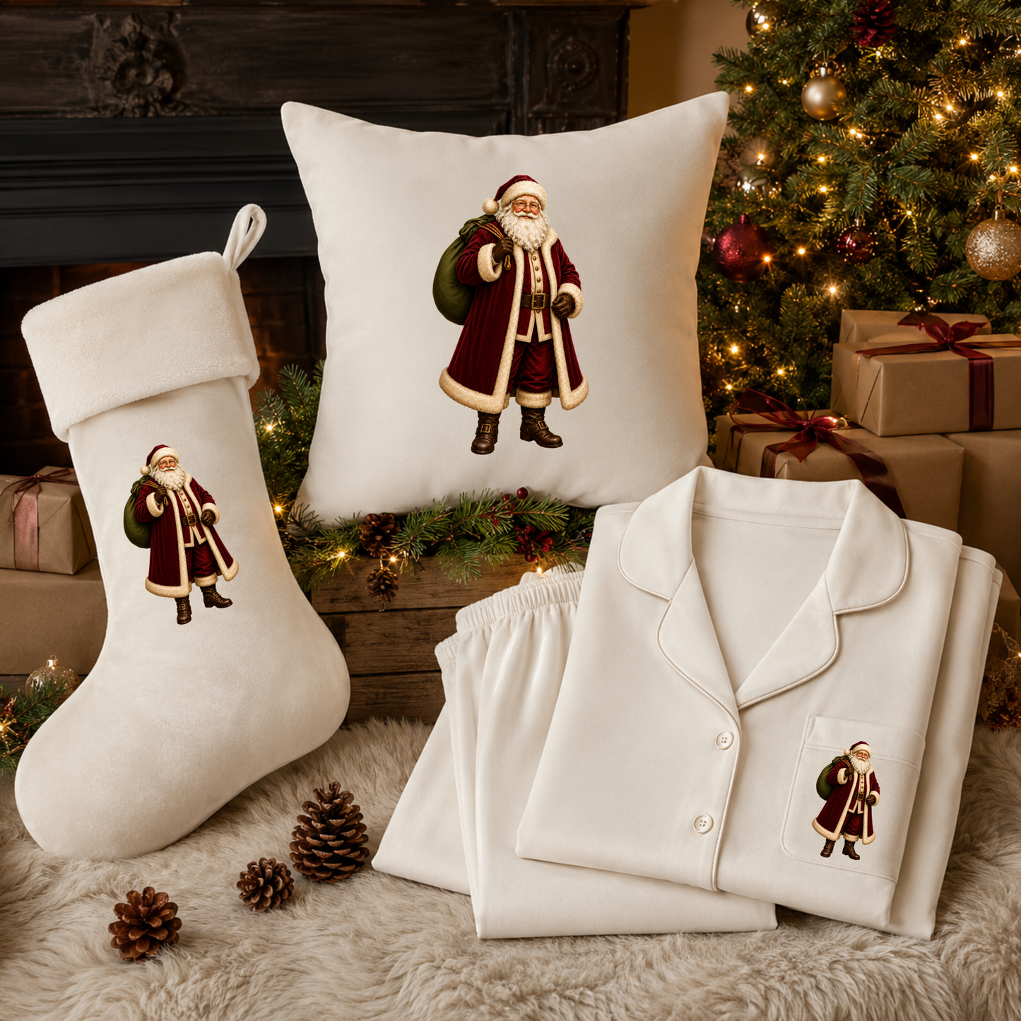 Red Vintage Santa DTF Transfer