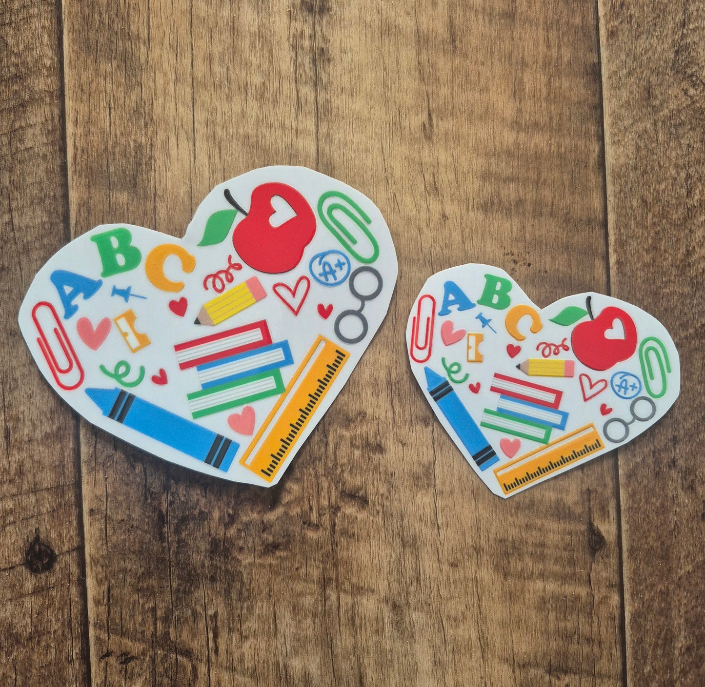 Heart Shape School Symbols UV DTF Transfer