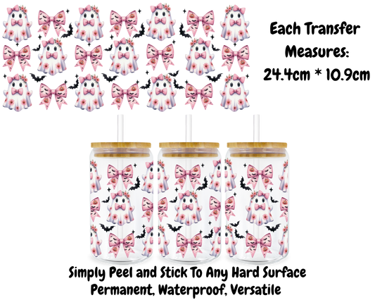 Cute Ghosts With Bows - 16oz UV DTF Transfer