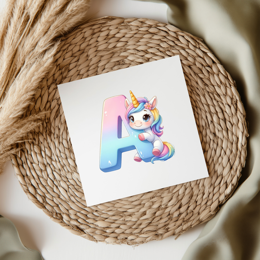 Unicorn Letters & Numbers UVDTF Transfer