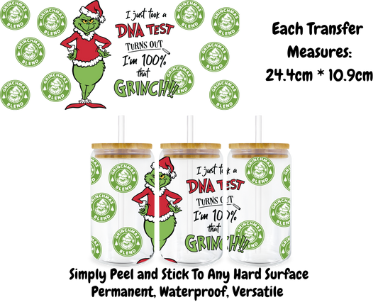 I Just Took A DNA test I'm 100% grinch - 16oz UV DTF Transfer