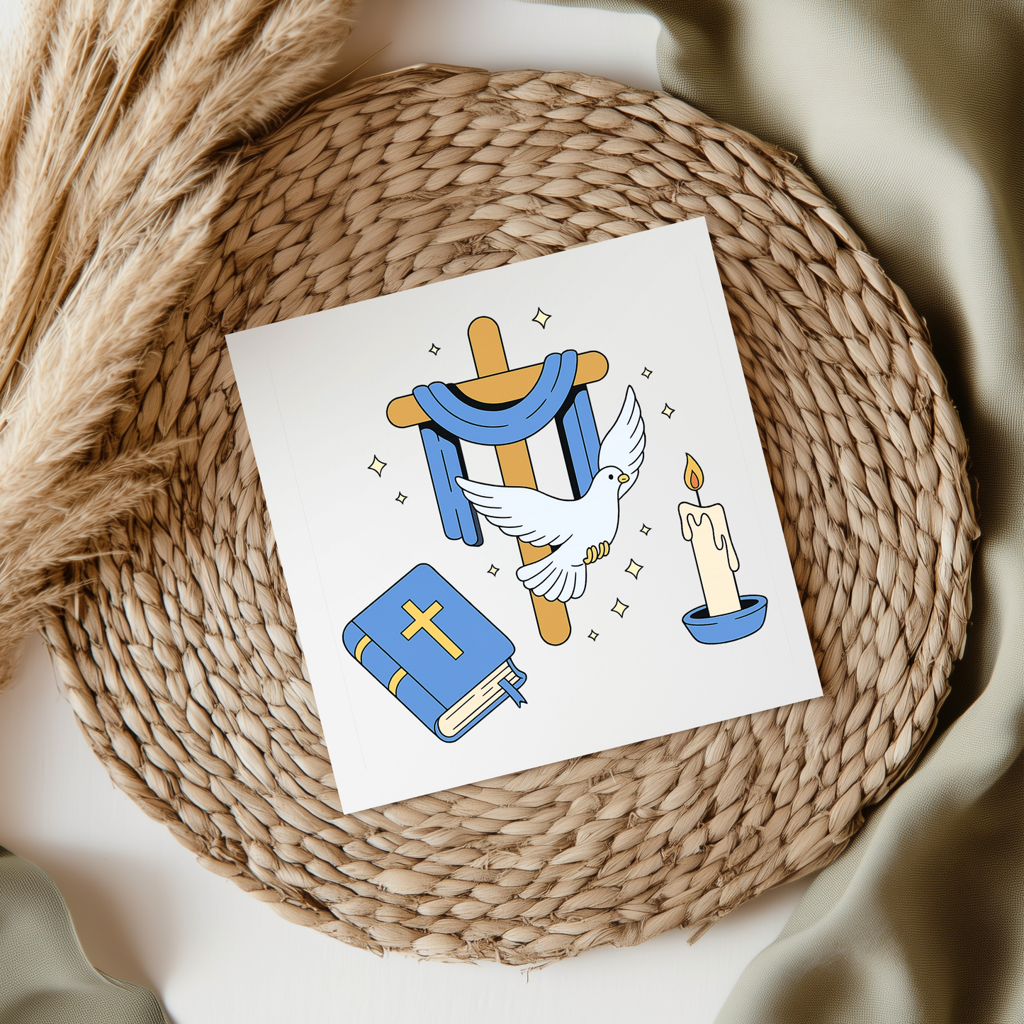 Blue Dove/Cross Set UV DTF Decal