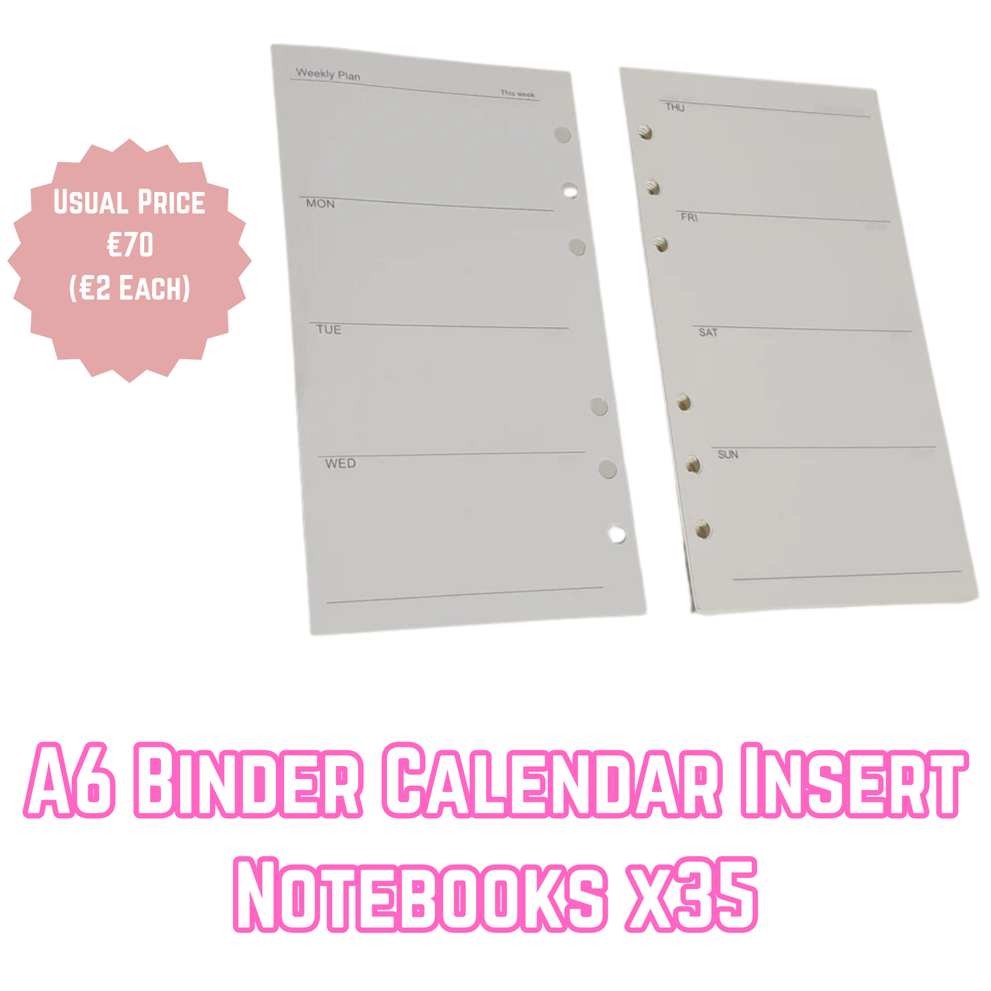 A6 Binder Calendar Insert Notebooks x35
