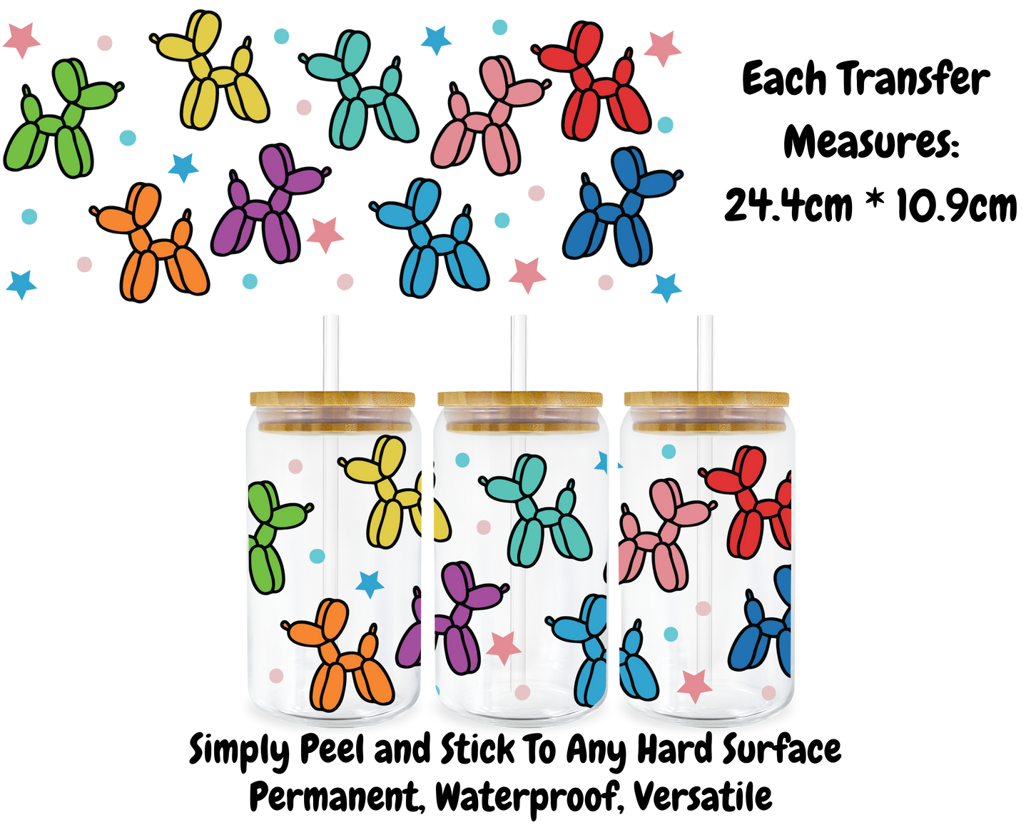 Balloon Dogs - 16oz UV DTF Transfer