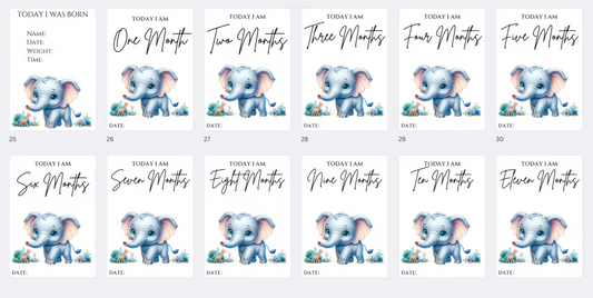 DIGITAL FILE - Milestone Cards Elephant Style
