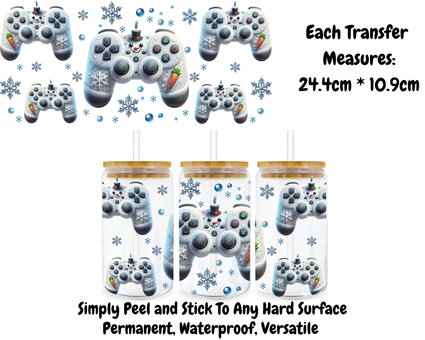 Christmas Gamer Controller - 16oz UV DTF Transfer