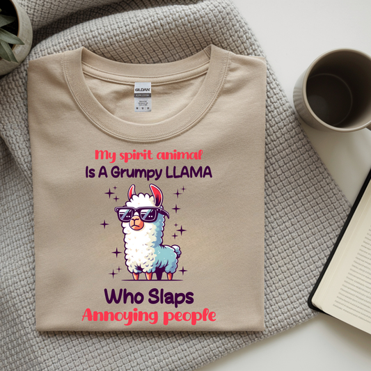 My Spirit Animal Is A Grumpy Llama Who Slaps Annoying People DTF Transfer