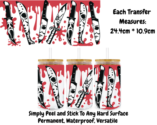 Halloween Knives Characters - 16oz UV DTF Transfer