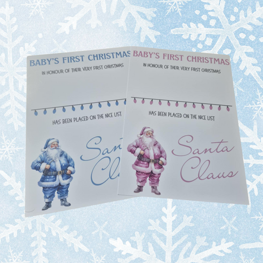A4 Baby's First Christmas The Nice List Certificate