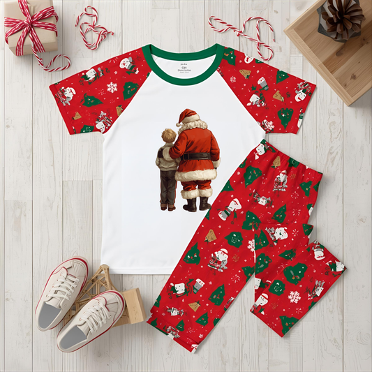 Santa Hugging Boy Blonde Hair DTF Transfer