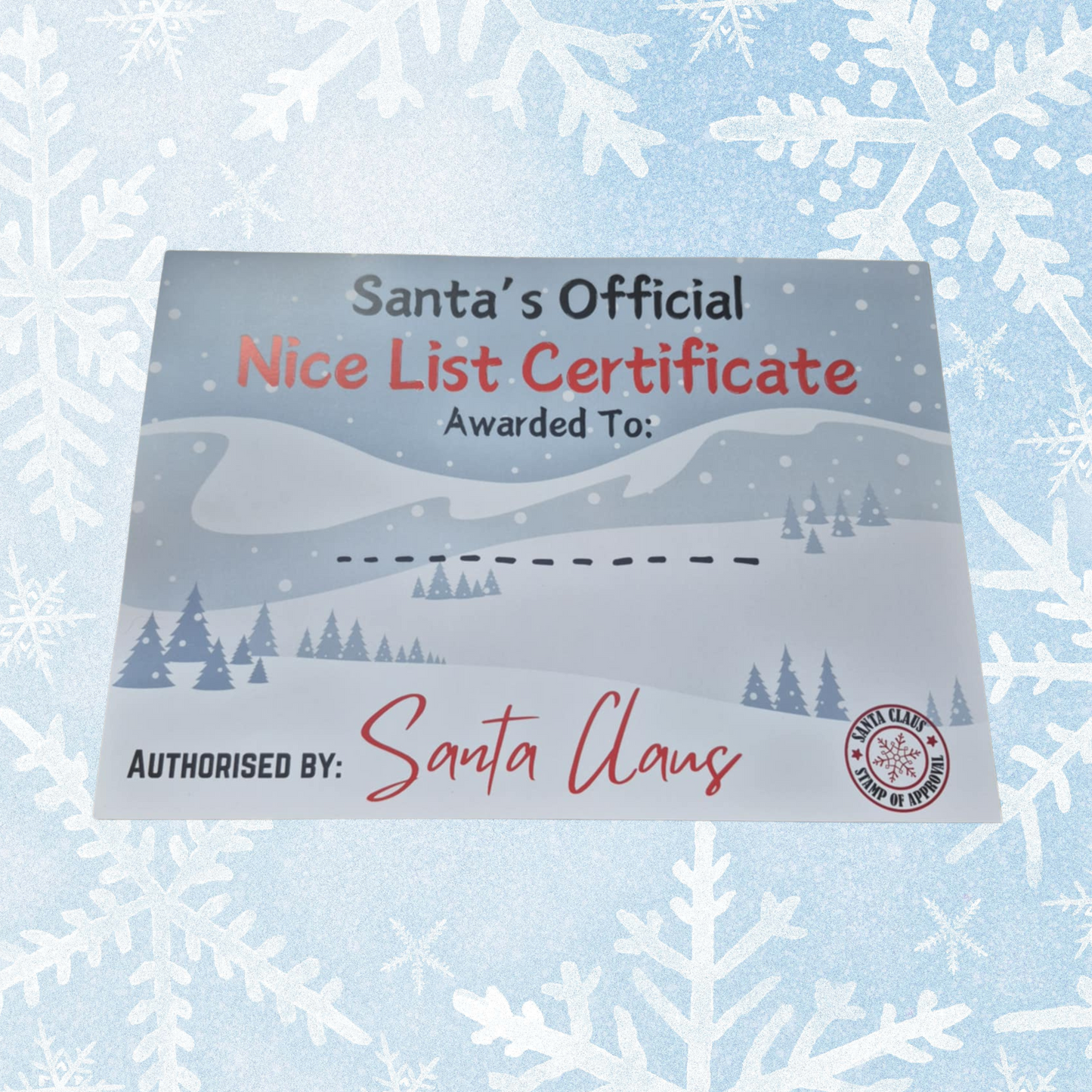 A4 Santa's Official Nice List Certificate