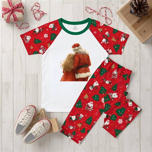 Santa Hugging Girl Blonde Hair DTF Transfer