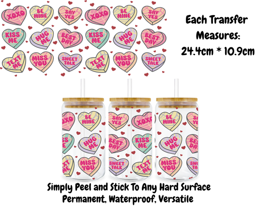 Conversation Hearts - 16oz UV DTF Transfer