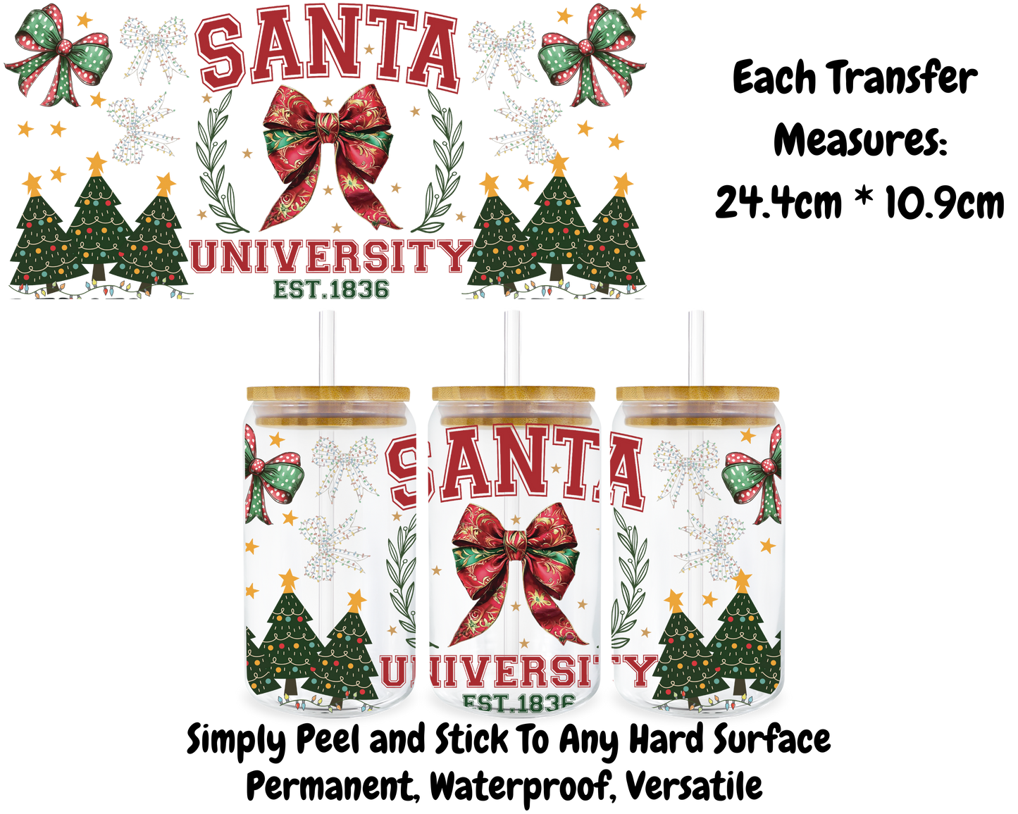 Santa University - 16oz UV DTF Transfer