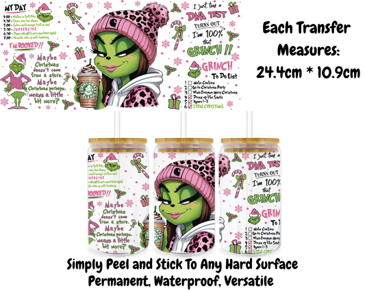 Grinch Girl Face - 16oz UV DTF Transfer