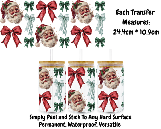 Vintage Santa With Bows - 16oz UV DTF Transfer