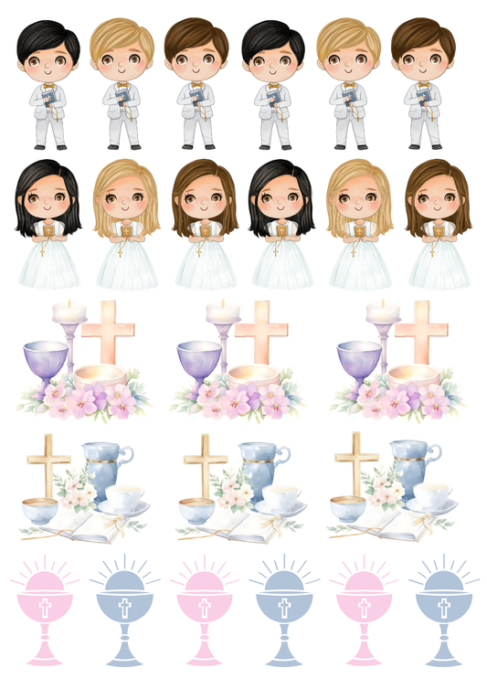 A4 Communion Pastel Mix UVDTF Sheet of Transfers