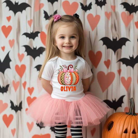 Whimsical patchwork-style pumpkin DTF Transfer
