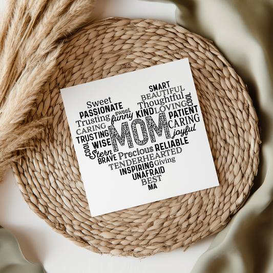 Mom Description Heart Black UV DTF Decal