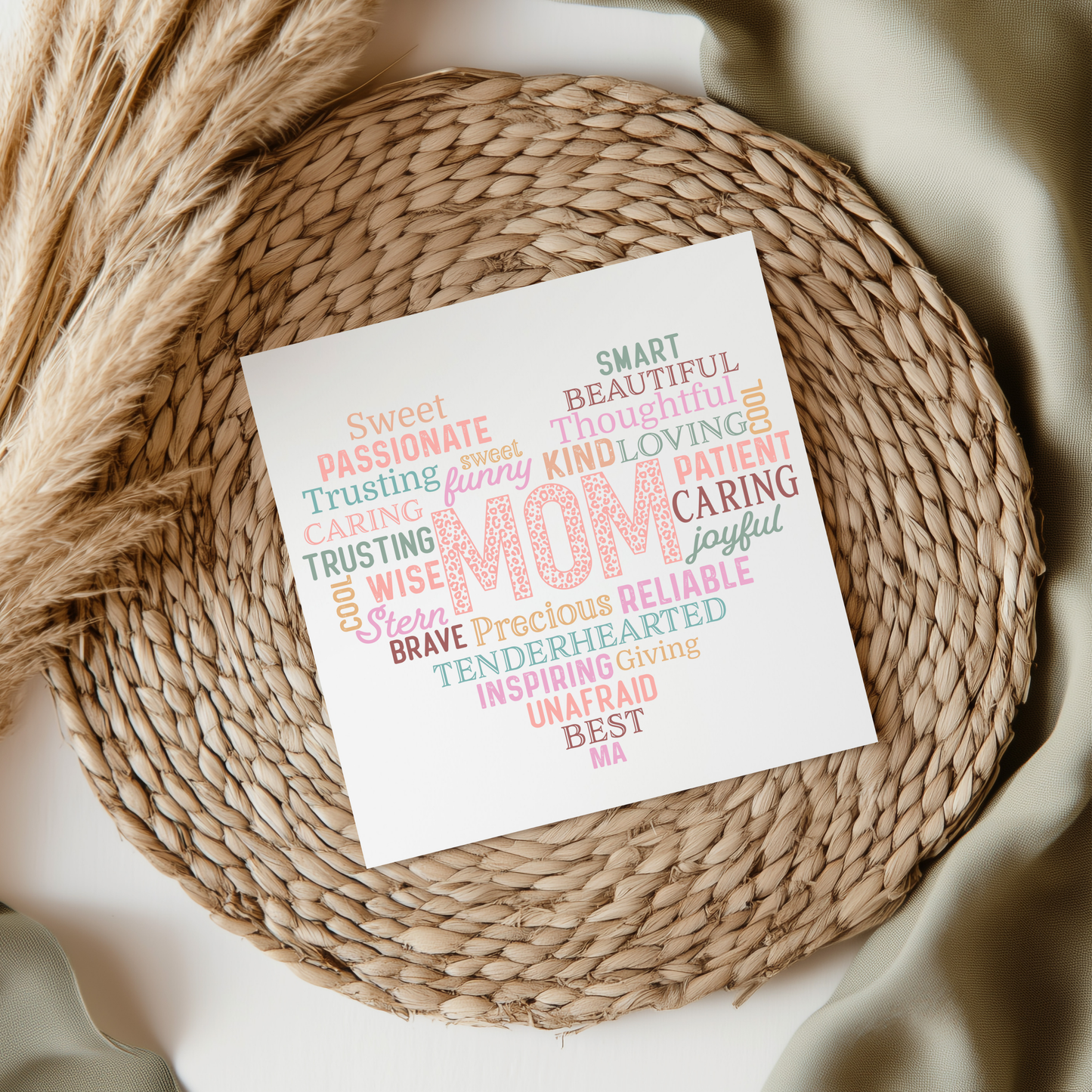 Mom Description Heart Pastel UV DTF Decal