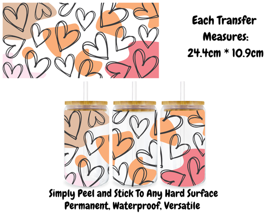 Hearts - 16oz UV DTF Transfer