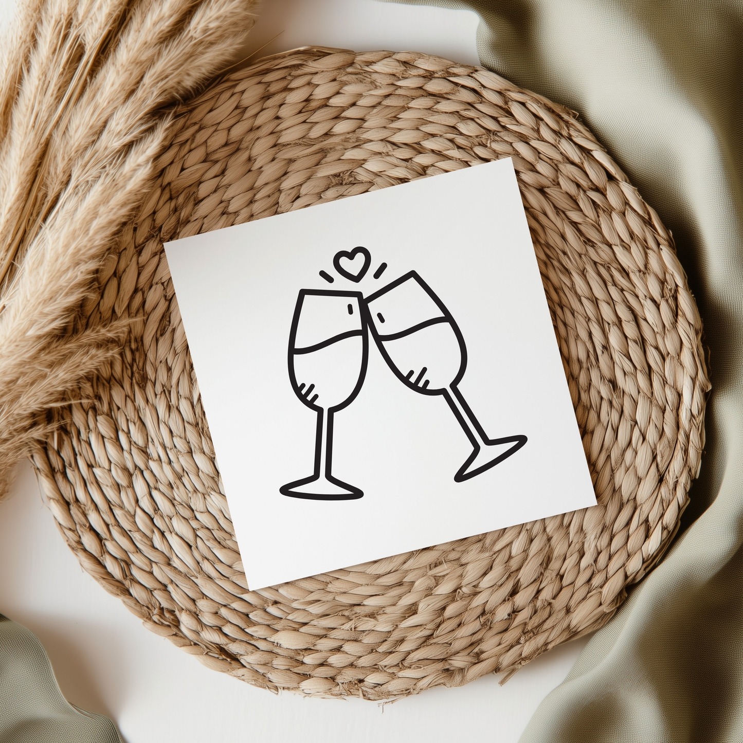 Champagne Glasses With Heart Outline UVDTF Transfer