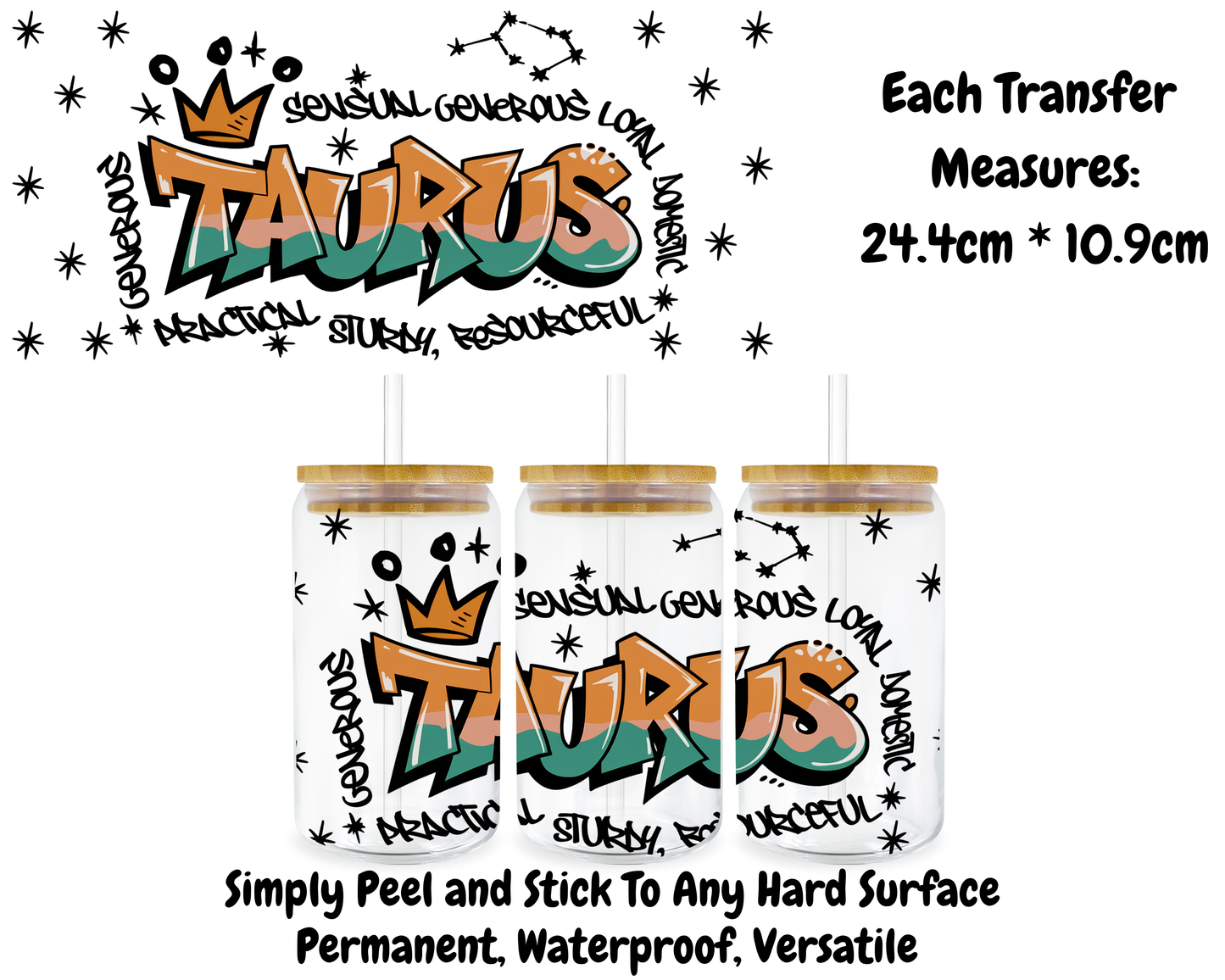 Star Signs - 16oz UV DTF Transfer