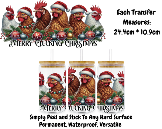 Merry Clucking Christmas - 16oz UV DTF Transfer
