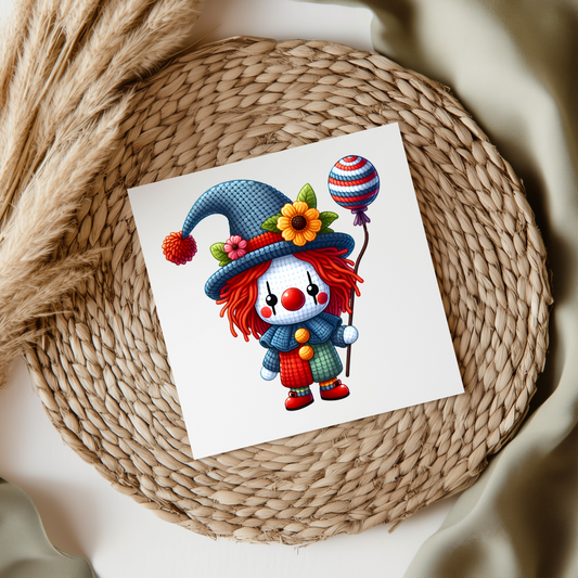 Knitted Style Clown UV DTF Decal