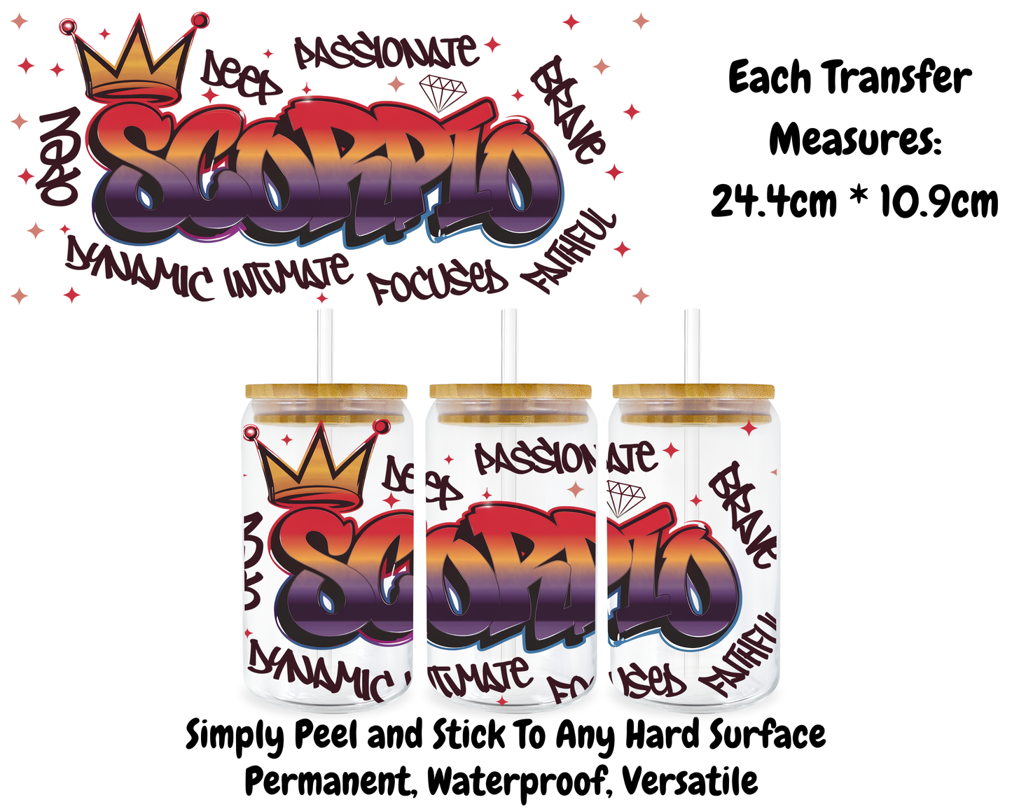 Star Signs - 16oz UV DTF Transfer