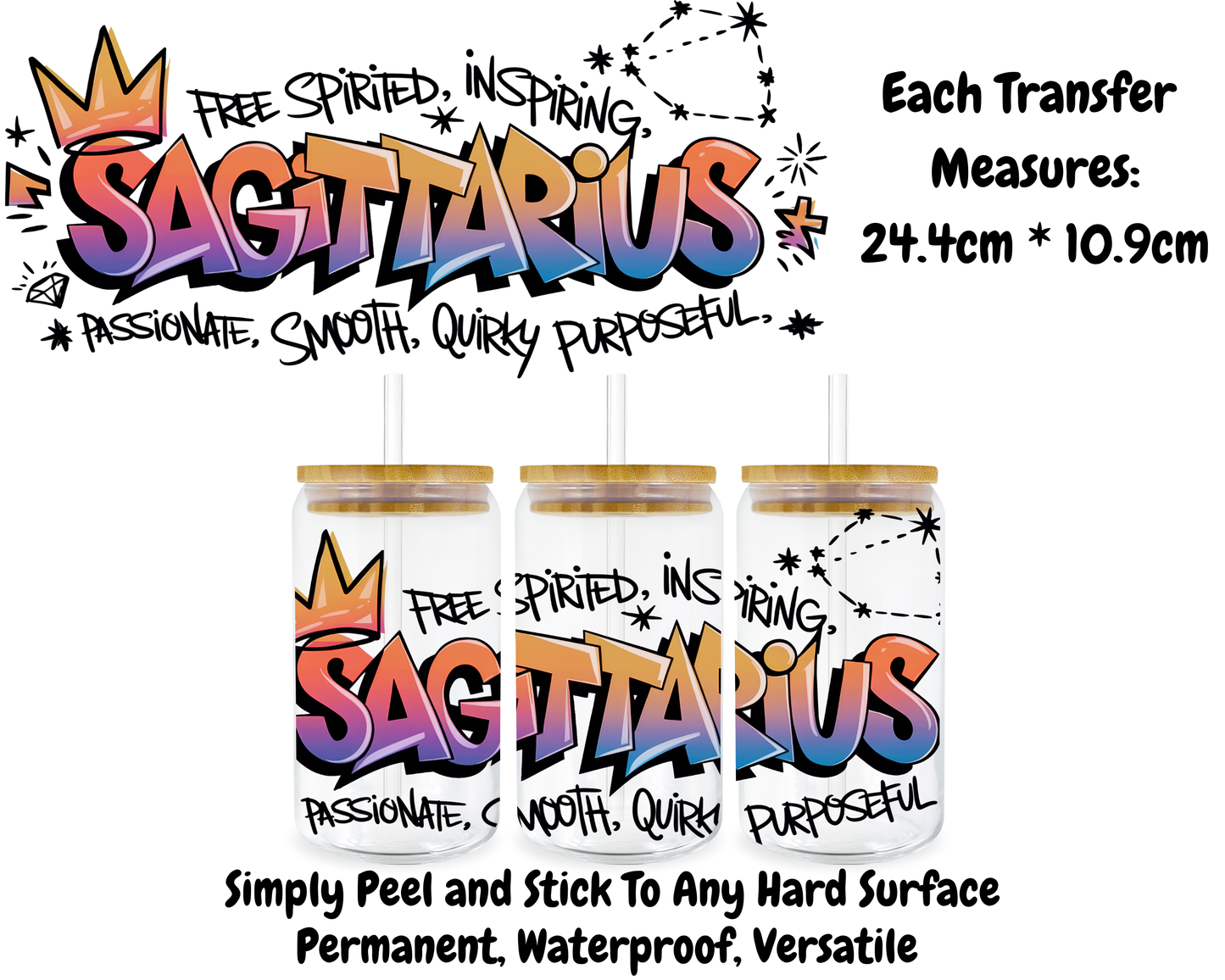 Star Signs - 16oz UV DTF Transfer