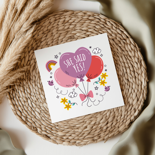 She Said Yes With Balloons UVDTF Transfer