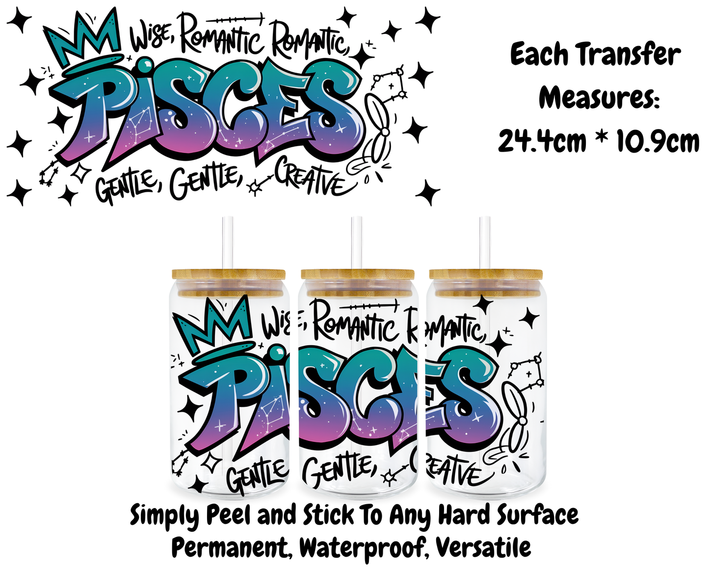 Star Signs - 16oz UV DTF Transfer