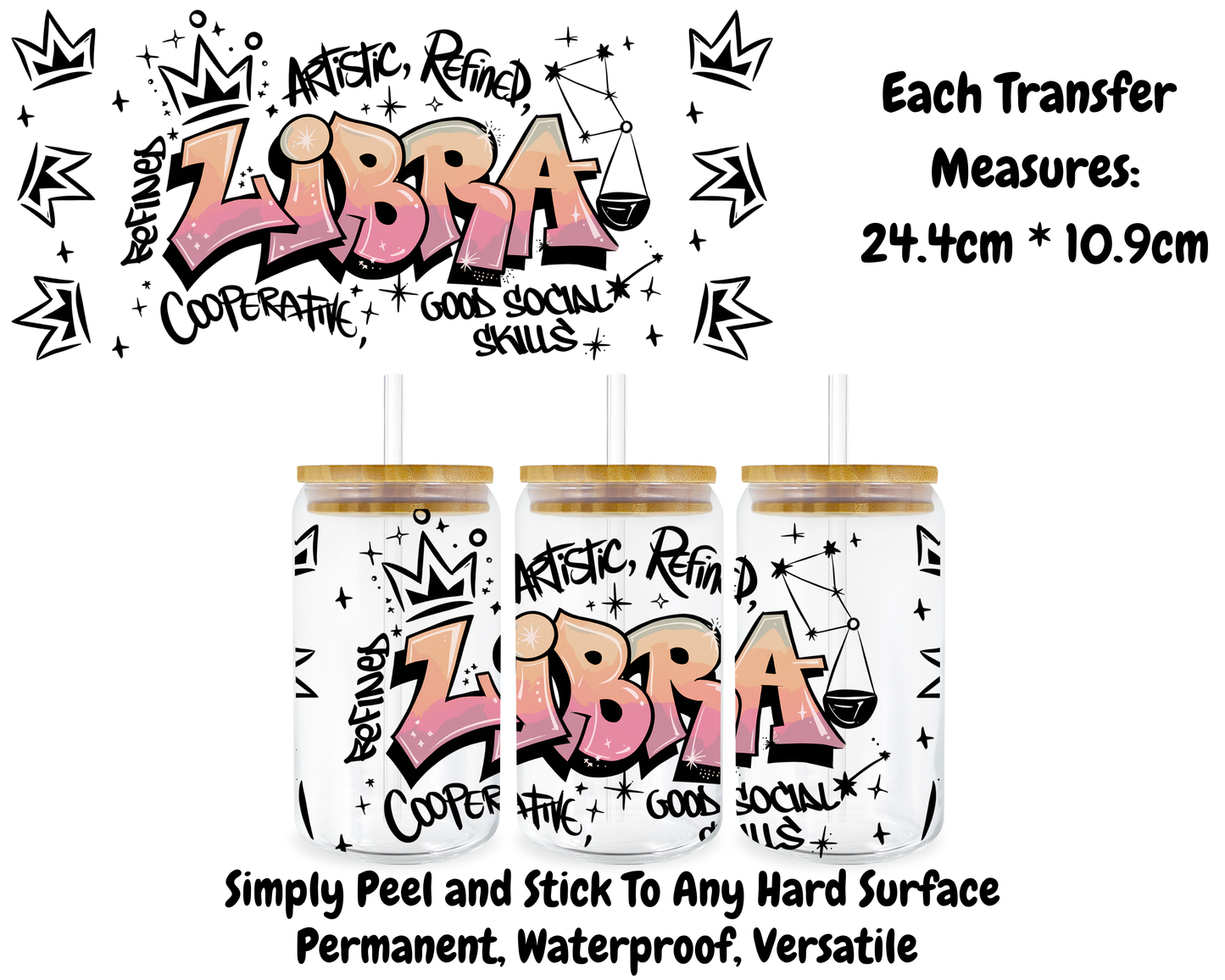 Star Signs - 16oz UV DTF Transfer