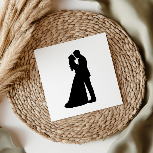 Kissing Bride & Groom Silhouette UVDTF Transfer