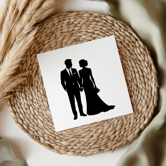 Bride & Groom Facing Each other Silhouette UVDTF Transfer