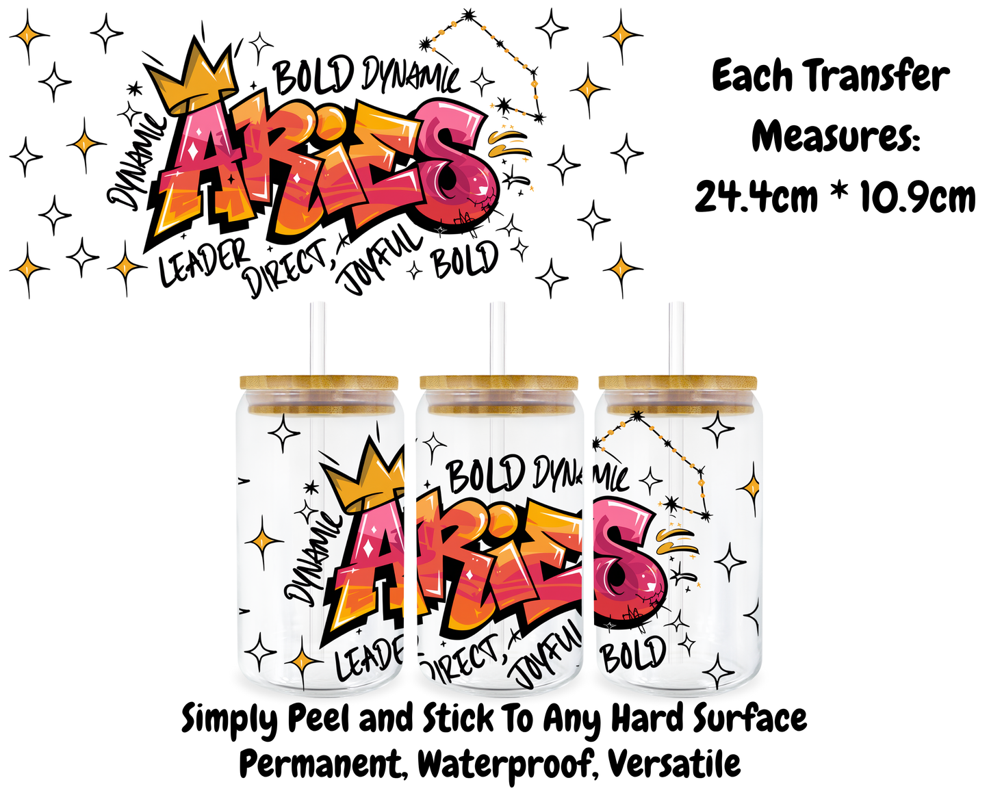 Star Signs - 16oz UV DTF Transfer