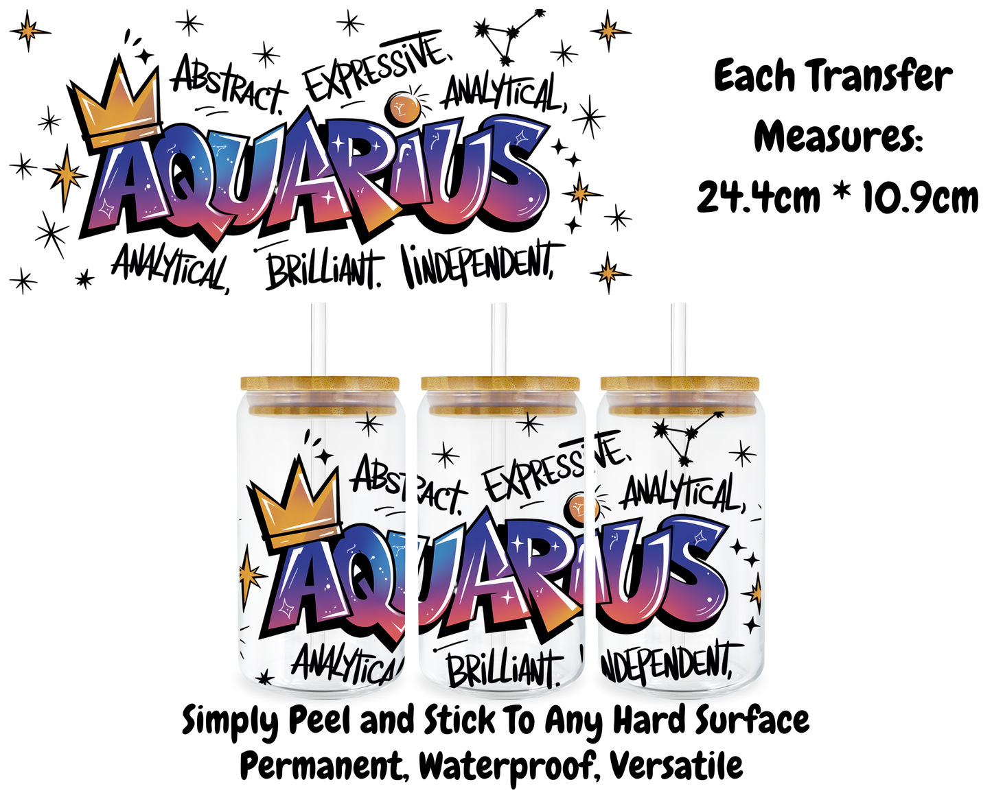 Star Signs - 16oz UV DTF Transfer