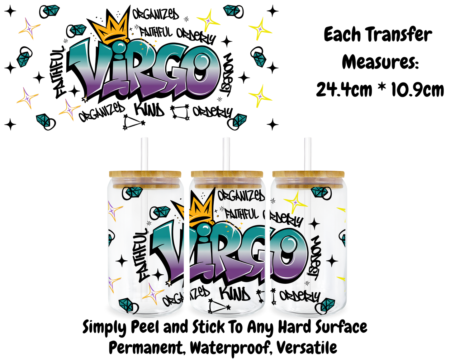 Star Signs - 16oz UV DTF Transfer